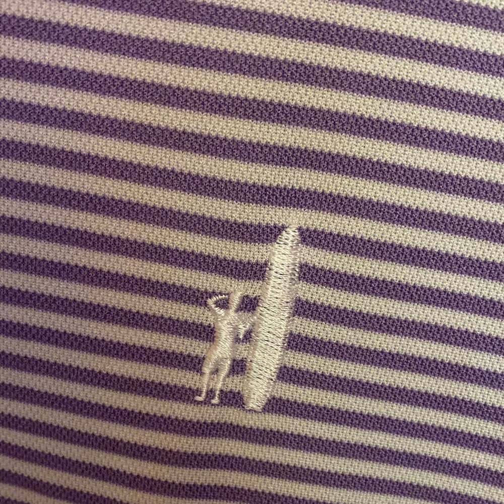 Johnnie-O Polo Shirt Purple White Striped Large - Picture 2 of 5